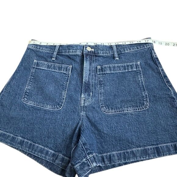 Madewell The High Rise Sailor Shorts Blue Denim Cotton Stretch Beach Women’s 32 - Picture 4 of 13